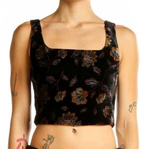 NWT Rachel Zoe Black Floral Velvet Crop Top tank size 12